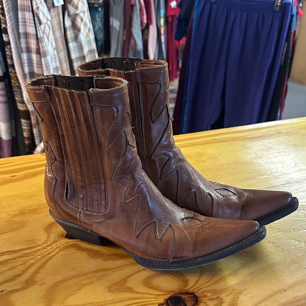 Jaca Women's Brown Leather Western Boots Size 7 1/2 - 8